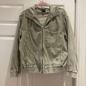 Urban Outfitters green corduroy zip up jacket with hood